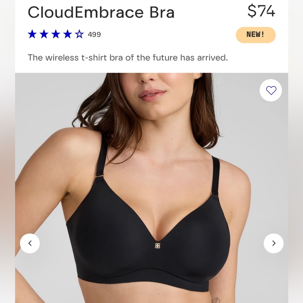 Honeylove CloudEmbrace Wireless Black Bra 42D